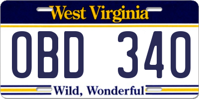 WV license plate OBD340