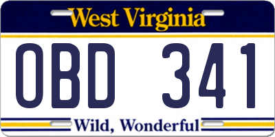 WV license plate OBD341