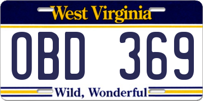 WV license plate OBD369