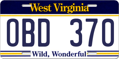 WV license plate OBD370