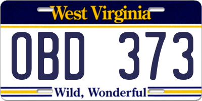 WV license plate OBD373