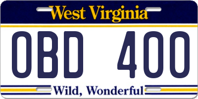 WV license plate OBD400