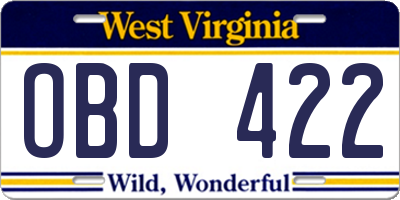 WV license plate OBD422