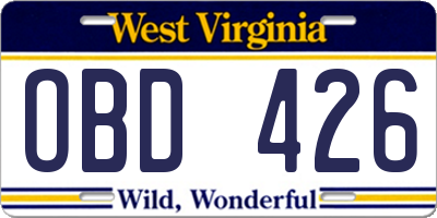 WV license plate OBD426