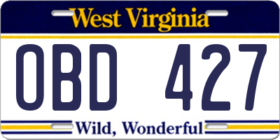 WV license plate OBD427