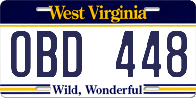 WV license plate OBD448
