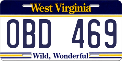 WV license plate OBD469