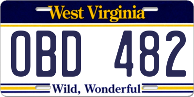 WV license plate OBD482