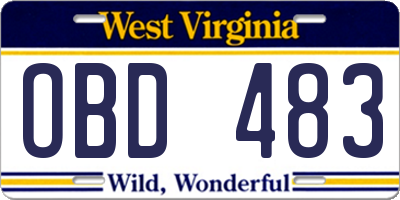 WV license plate OBD483