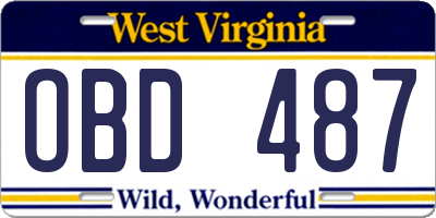 WV license plate OBD487