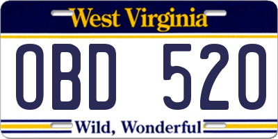 WV license plate OBD520