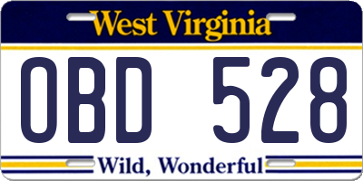 WV license plate OBD528