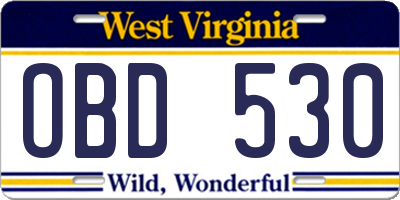 WV license plate OBD530