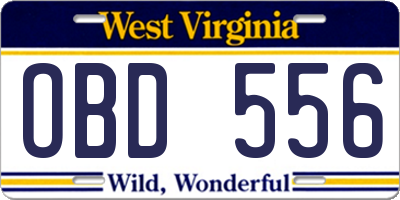 WV license plate OBD556