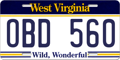 WV license plate OBD560