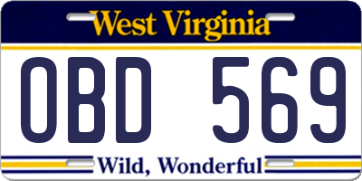 WV license plate OBD569