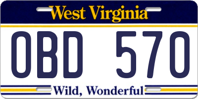 WV license plate OBD570