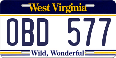 WV license plate OBD577