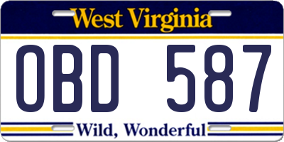 WV license plate OBD587