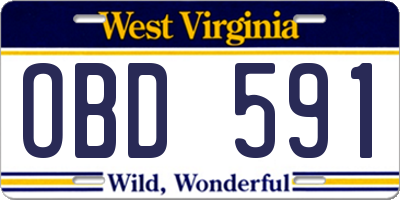 WV license plate OBD591