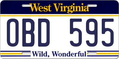 WV license plate OBD595