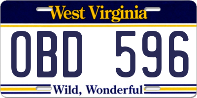 WV license plate OBD596