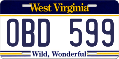 WV license plate OBD599