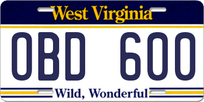 WV license plate OBD600