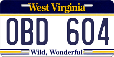 WV license plate OBD604