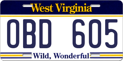 WV license plate OBD605