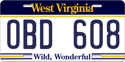 WV license plate OBD608