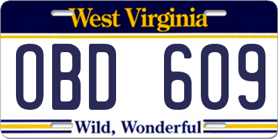 WV license plate OBD609
