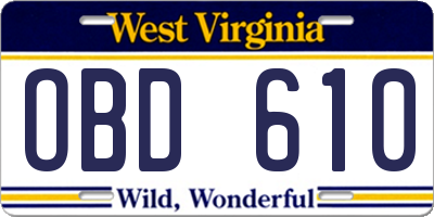 WV license plate OBD610