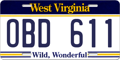 WV license plate OBD611