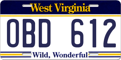 WV license plate OBD612