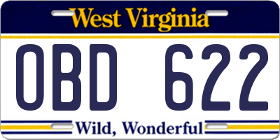 WV license plate OBD622