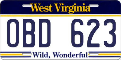 WV license plate OBD623