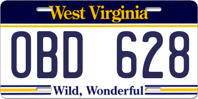 WV license plate OBD628