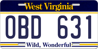 WV license plate OBD631