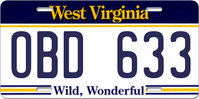 WV license plate OBD633