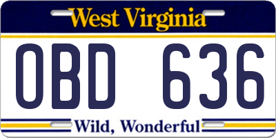 WV license plate OBD636