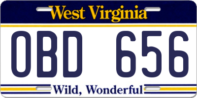 WV license plate OBD656