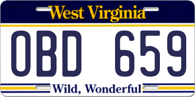 WV license plate OBD659