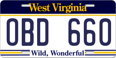 WV license plate OBD660