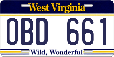 WV license plate OBD661
