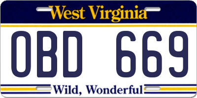 WV license plate OBD669