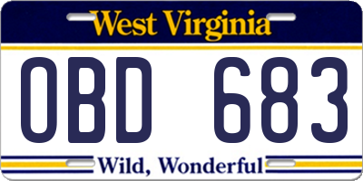 WV license plate OBD683