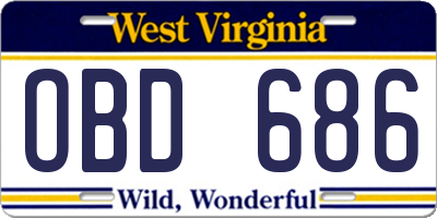 WV license plate OBD686