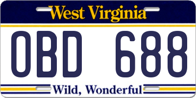 WV license plate OBD688