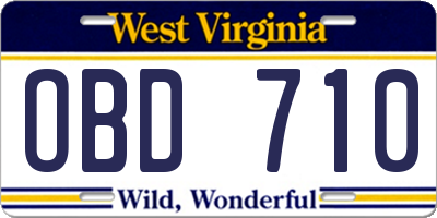 WV license plate OBD710